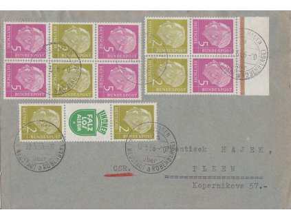 1956, dopis vyfr. různými spojkami Heuss, razítko Hagen, zasl. do ČSR