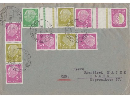 1956, dopis vyfr. různými spojkami Heuss, DR Hagen, zasl. do ČSR