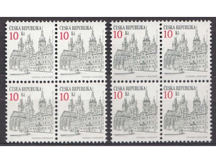 1993, 10 Kč Hradec Králové, fl 2 a fl - šv, 4bloky, Nr.17, **