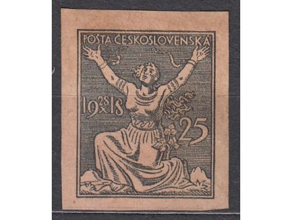 25h černá, nezoubk. ZT - první návrh s letopočtem vlevo na růžovém papíru, větší rozměr, Nr.152, bez lepu, lehce zašlé na rubu