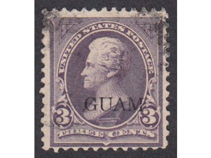 Guam, 1899, 3 C s přetiskem GUAM, MiNr.3, razítko, lehce zeslabeno