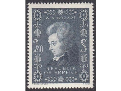 1956, 2.40 S Mozart, MiNr.1024, **