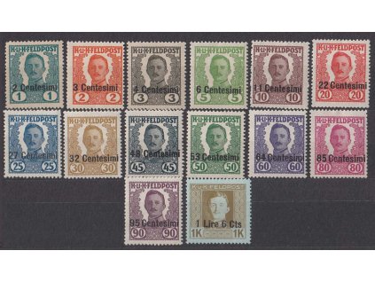 Itálie, 1918, 2C/1H-1L6C/1Kr nevydaná série Karel, MiNr.I-XIV, **