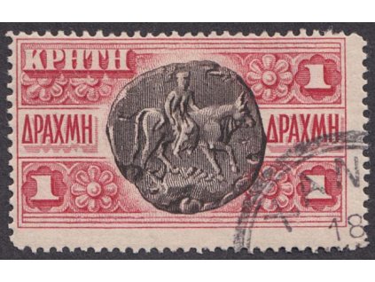 Kréta, 1905, 1 Dr Zeus, MiNr.25, razítkované, původní lep