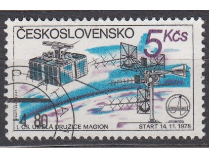 1980, 5Kčs Interkosmos, DV - vynechaná modrá barva, Nr.2433DV1/1, razítkované