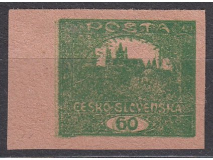 60h zelená, nezoubk. ZT na narůžovělém papíru, dvojitý tisk, krajový tisk, Nr.171Na, bez lepu