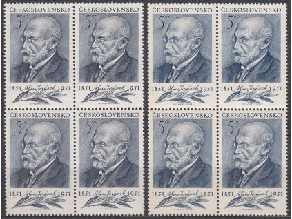 1951, 5Kčs Jirásek, 4bloky, šedomodrá a světle modrá, Nr.611a,611b, **, hezké odstíny