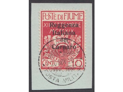 1920, Carnaro, 10 C Znak s přetiskem, MiNr.4, razítko Fiume D´Italia