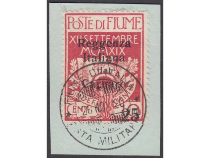 1920, Carnaro, 25C/10 C Znak s přetiskem, MiNr.10, razítko Fiume D´Italia