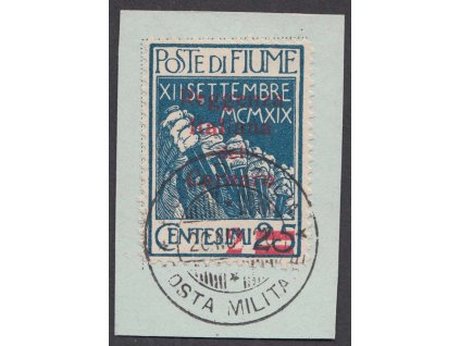 1920, Carnaro, 2C/25C Znak s přetiskem, MiNr.2, razítko Fiume D´Italia