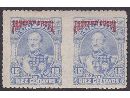 Ecuador, 1892, 10 C služební, 2páska, MiNr.4, * po nálepce, chybějící