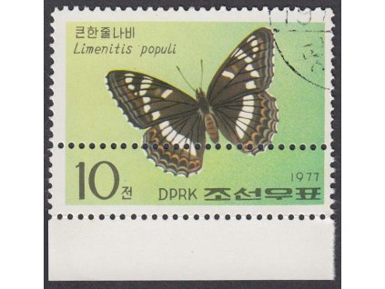 Korea-Nord, 1977, 10 Ch Motýl, posun perforace, MiNr.1655, razítkované