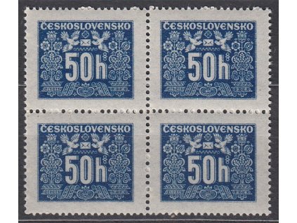 1946, 50h Doplatní, průsvitný - pergamenový papír, 4blok, Nr.D69, **