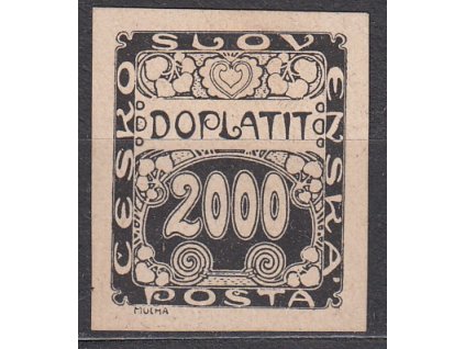 1919, 2000h, ZT v černé barvě na nahnědlém papíru, Nr.DL14, bez lepu, lehce zahnědlé na rubu od nálepky