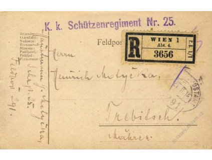 No.191, R-lístek PP zasl. z Vídně do Čech
