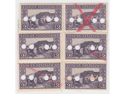 1906, 2 H Krajinky, 6blok s perforačními otvory, MiNr.30, * po nálepce