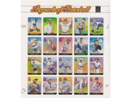 USA, 2000, 33 C aršík Baseball, MiNr.3337-56, samolepící, **