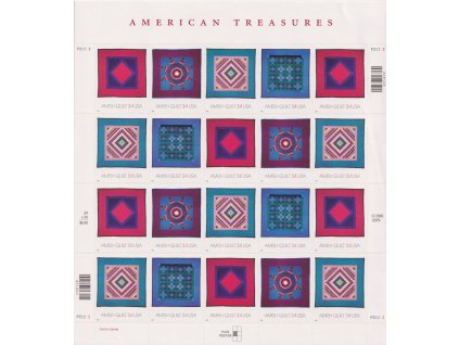 USA, 2001, 34 C aršík Umění, MiNr.3478-81, samolepící, **