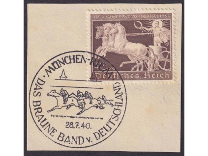 1940, 42 Pf Hnědá stuha, MiNr.747, výstřižek, pamětní razítko