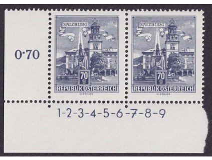 1962, 70 g Salzburg s DZ 1-2-3-4-5-6-7-8-9, MiNr.1114, **