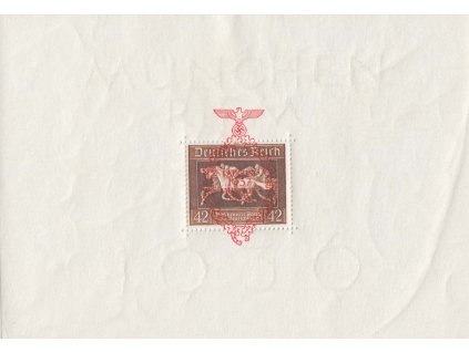 1937, 42 Pf aršík Hnědá stuha, MiNr.Bl.10, ** , výrobní fald v papíru