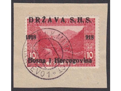 1918, 10 H Krajinka, chybotisk "918" místo "1918", MiNr.3, výstřižek