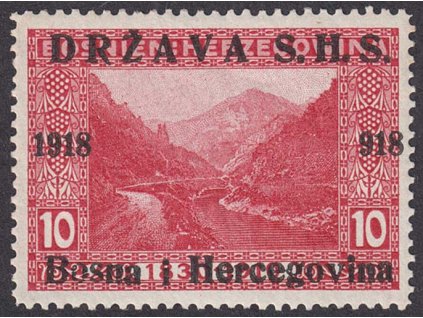 1918, 10 H Krajinka, chybotisk přetisku "918" místo "1918", MiNr.3, **