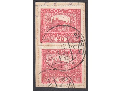 Výstřižek vyfr. 2 ks zn. 20h Hz.13.3/4:13 1/2 - obě příčkový typ, Nr.9A, razítkované