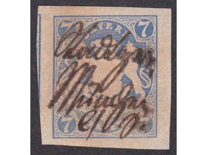 Bayern, 1868, 7 Kr Znak, přepis, MiNr.21, malá dirka