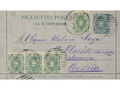 1892, DR Venezia, dopisnice 5C dofr. zn. 5+5+5+5C