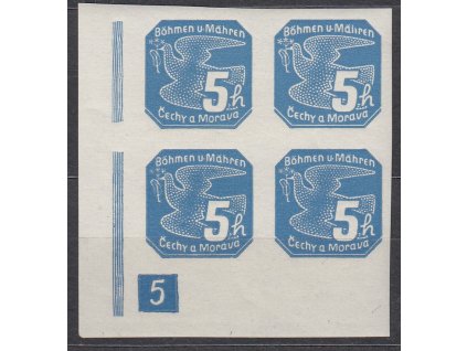 5h modrá, roh. 4blok s DČ 5, Nr.NV2, **, luxusní kus