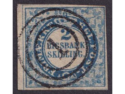 1851, 2 S modrá, MiNr.2II, razítkované, nepatrné zeslabení
