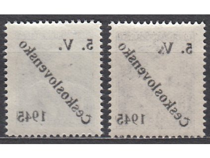 40 a 60h Hitler, přetisk 5.V.ČESKOSLOVENSKO 1945, obě s plným obtiskem, **