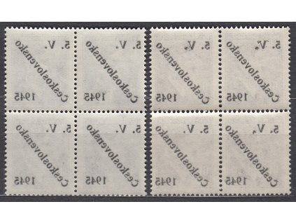 40 a 60h Hitler, 4bloky, přetisk 5.V.ČESKOSLOVENSKO 1945, obě s plným obtiskem, **