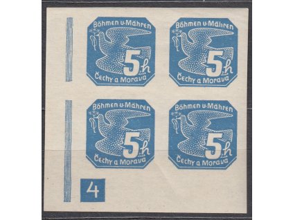 5h modrá, roh. 4blok s DČ 4, Nr.NV2, **