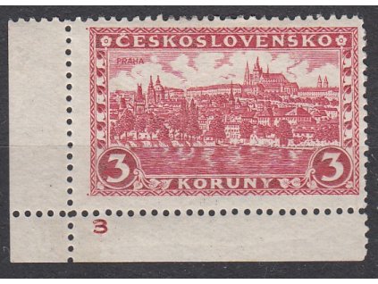 3Kč Praha, bez průsvitky, rohový kus s DČ 3, Nr.230, **