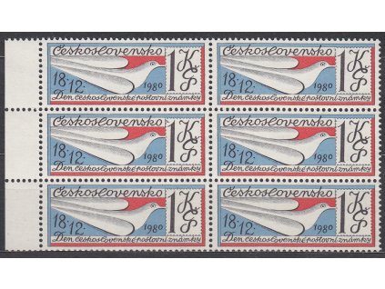 1980, 1Kčs Den čs. zn., krajový 6blok s DV - černá skvrna u "1" 1Kčs, Nr.2466, **