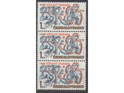1978, 1Kčs Výročí, 3páska, prostřední zn. s DV - čára od květu v lístku, Nr.2294, **