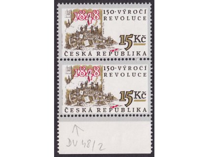 1998, 15 Kč Výročí revoluce 1848, DV - šedozelená skvrna, Nr.188, **