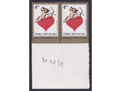 1998, 4 Kč Láska, DV - modrá skvrna za "E" (ČESKÁ), Nr.169, ** , ZP 48/1