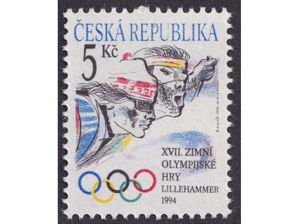 1994, 5 Kč ZOH Lillehammer, DV - výrazně slabší tisk pravé části "U" (REPUBLIKA), Nr.34, ** , ZP 4/1