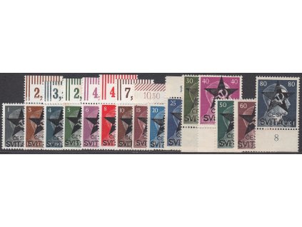 1-80Pfg Hitler, 15 hodnot s přetiskem ČESKÉ SVITAVY, část krajové kusy s počitadly, **, 3 zn. narezlý lep