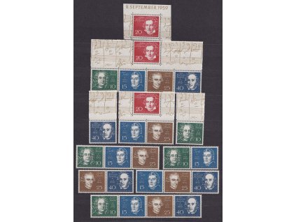 1959, 10-40 Pf Beethoven, sestava spojek z aršíku, MiNr.315-19, **