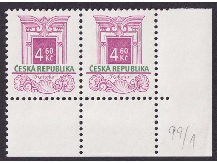 1997, 4.60 Kč Stavební slohy, DV - svislá ryska v ornamentu, Nr.140, **