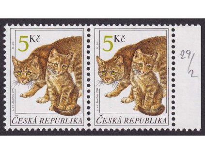 1999, 5 Kč Kočky, DV - vodorovná ryska u tlapky, Nr.206, ** , ZP 29/2