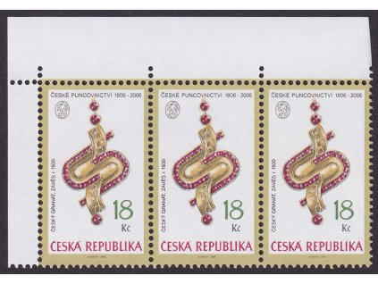 2006, 18 Kč Umělecká řemesla, DV - černá ryska v závěsu, Nr.483, **