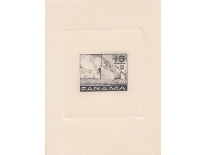 Panama, otisk rytiny známky 10 C Loď, návrh na známku, 60tá léta,