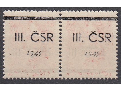 80h Hitler, 2páska s přetiskem III. ČSR 1945 na líci i na rubu, **