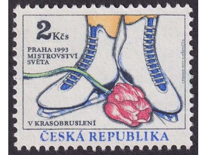1993, 3 Kč MS v krasobruslení, DV - modrý bod nad "N", Nr.2, **