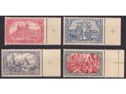 1900, 1-5 M série REICHSPOST, Nachdruck!, MiNr.63-66ND, ** , označeno, krajové kusy s rozměřovacími křížky